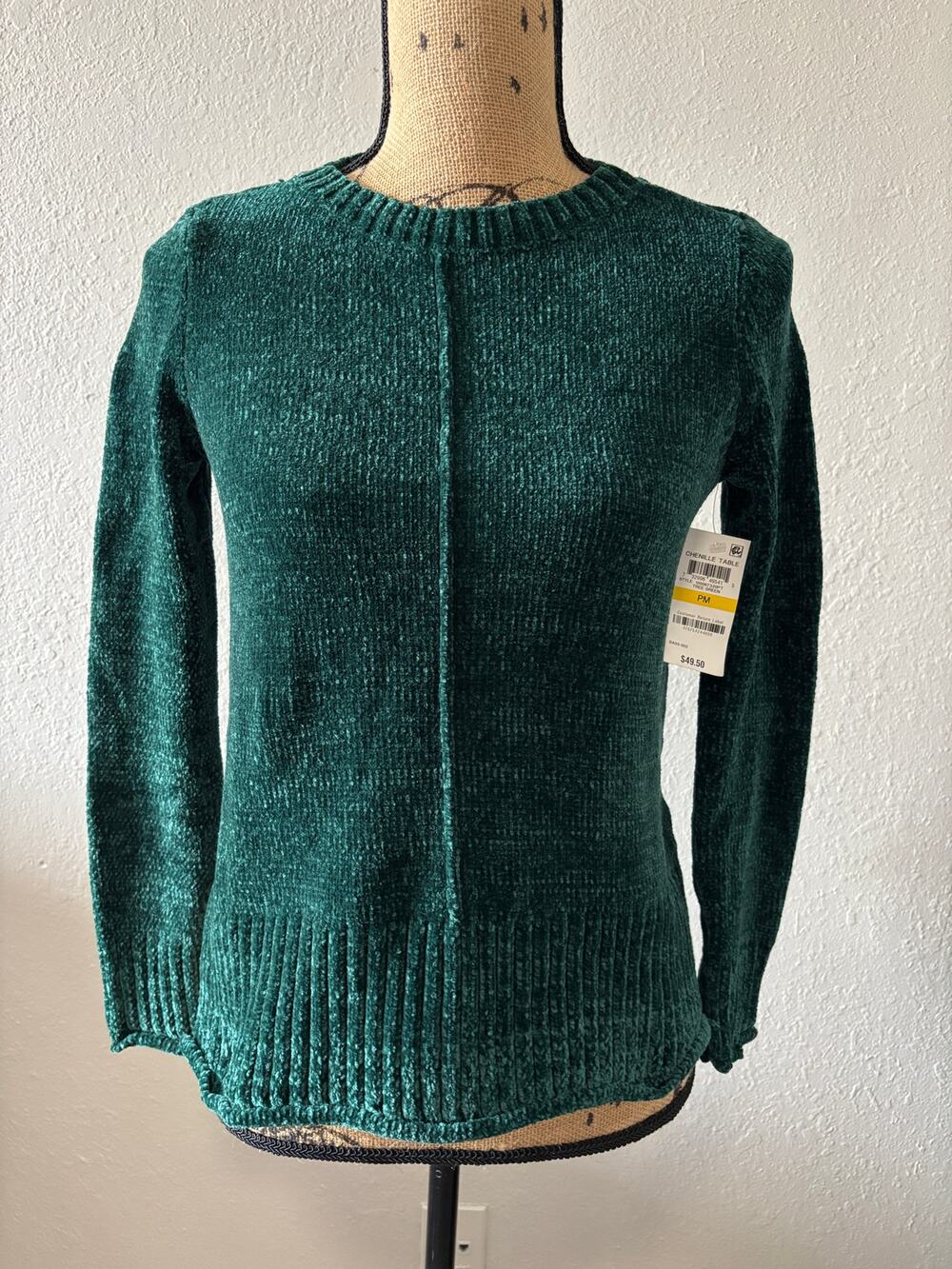 Style & Co. Chenille Pullover Sweater Womens Size MP Medium Petite Green New
